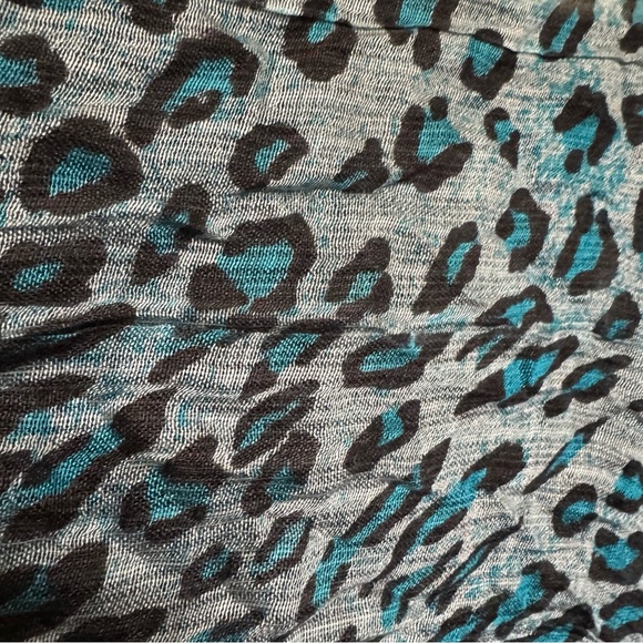 Turquoise Leopard Print Sheer Scarf | Aqua Blue Shawl Wrap | Lightweight - Picture 4 of 12